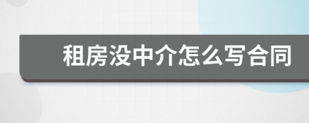 租房没中介怎么写合同