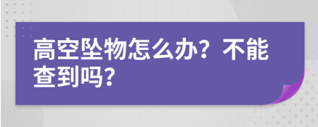 高空坠物怎么办？不能查到吗？