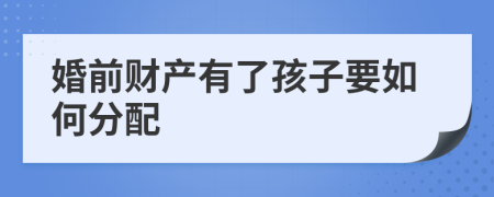 婚前财产有了孩子要如何分配