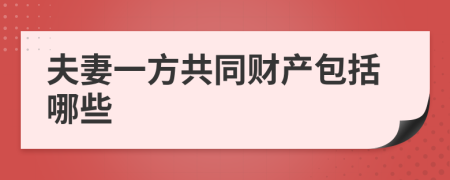 夫妻一方共同财产包括哪些