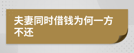 夫妻同时借钱为何一方不还