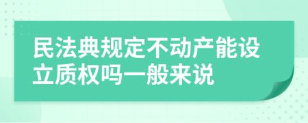 民法典规定不动产能设立质权吗一般来说