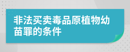 非法买卖毒品原植物幼苗罪的条件