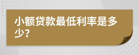 小额贷款最低利率是多少？