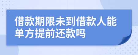 借款期限未到借款人能单方提前还款吗