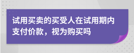 试用买卖的买受人在试用期内支付价款，视为购买吗