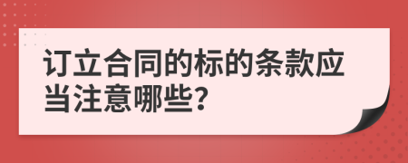 订立合同的标的条款应当注意哪些？