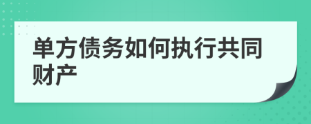 单方债务如何执行共同财产