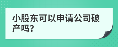 小股东可以申请公司破产吗？