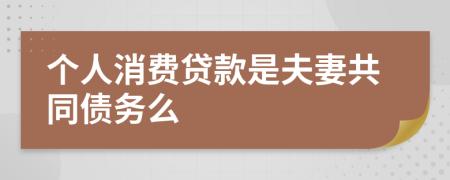 个人消费贷款是夫妻共同债务么