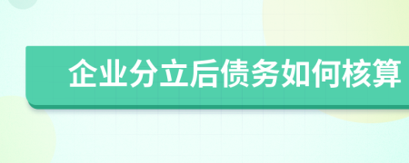 企业分立后债务如何核算