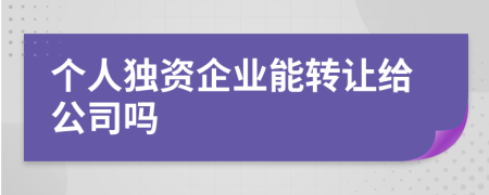 个人独资企业能转让给公司吗