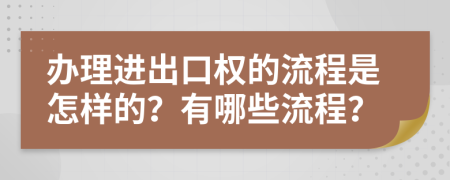 办理进出口权的流程是怎样的？有哪些流程？