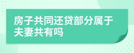 房子共同还贷部分属于夫妻共有吗