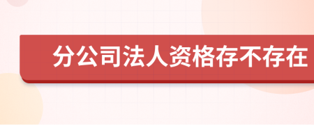 分公司法人资格存不存在