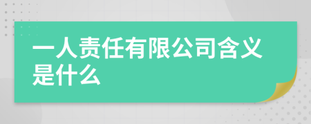 一人责任有限公司含义是什么