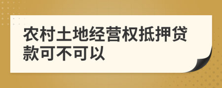 农村土地经营权抵押贷款可不可以