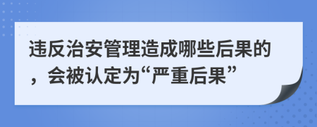 违反治安管理造成哪些后果的，会被认定为“严重后果”