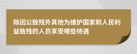 除因公致残外其他为维护国家和人民利益致残的人员享受哪些待遇