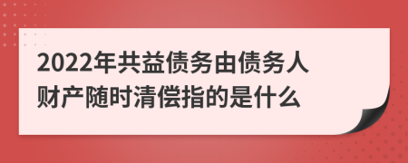 2022年共益债务由债务人财产随时清偿指的是什么