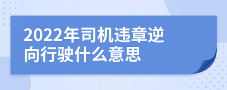 2022年司机违章逆向行驶什么意思