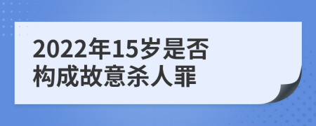 2022年15岁是否构成故意杀人罪