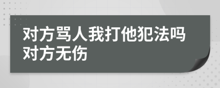 对方骂人我打他犯法吗对方无伤