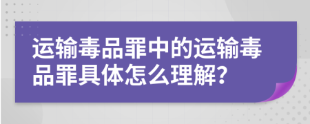 运输毒品罪中的运输毒品罪具体怎么理解？
