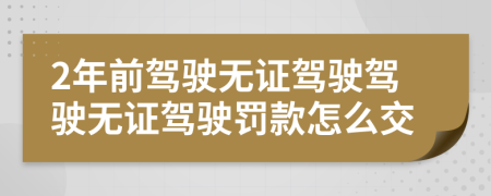 2年前驾驶无证驾驶驾驶无证驾驶罚款怎么交