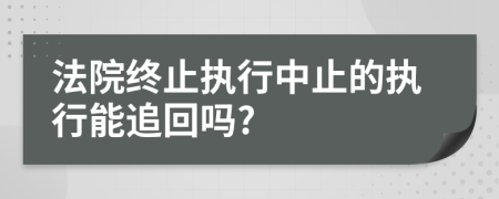 法院终止执行中止的执行能追回吗?