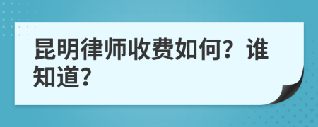 昆明律师收费如何？谁知道？