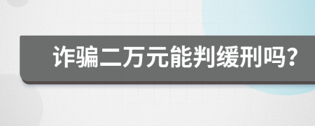 诈骗二万元能判缓刑吗？