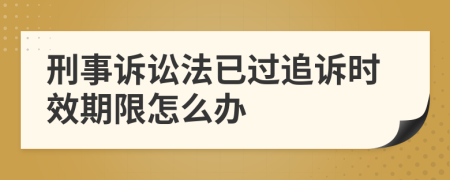 刑事诉讼法已过追诉时效期限怎么办