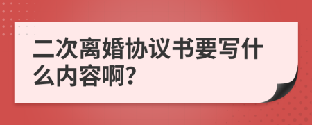 二次离婚协议书要写什么内容啊？