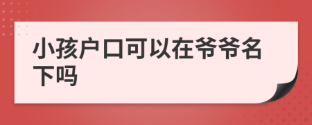 小孩户口可以在爷爷名下吗