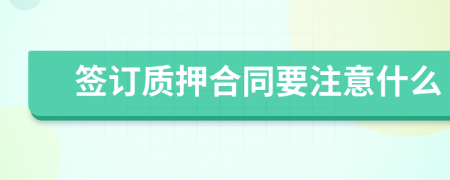 签订质押合同要注意什么