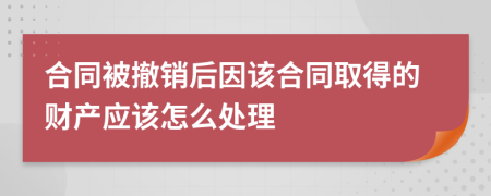 合同被撤销后因该合同取得的财产应该怎么处理