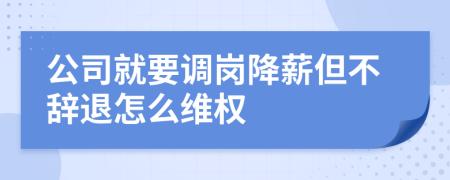 公司就要调岗降薪但不辞退怎么维权