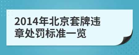 2014年北京套牌违章处罚标准一览