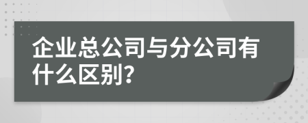 企业总公司与分公司有什么区别？