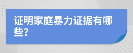 证明家庭暴力证据有哪些？