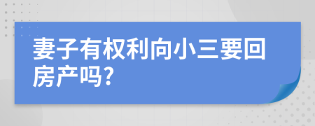 妻子有权利向小三要回房产吗?