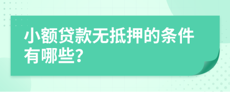 小额贷款无抵押的条件有哪些？