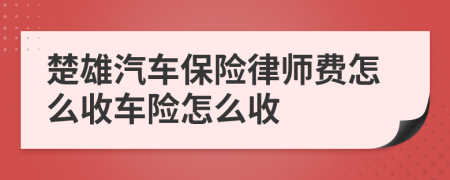 楚雄汽车保险律师费怎么收车险怎么收