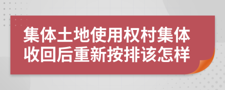 集体土地使用权村集体收回后重新按排该怎样