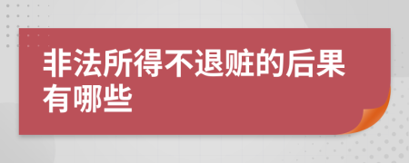 非法所得不退赃的后果有哪些