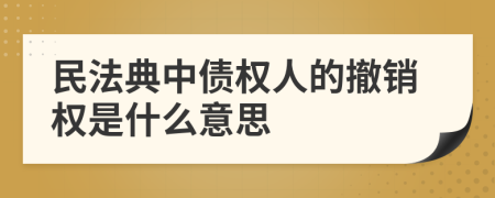 民法典中债权人的撤销权是什么意思