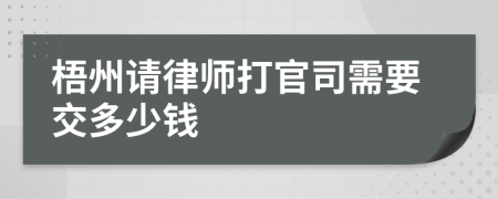 梧州请律师打官司需要交多少钱