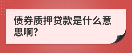 债券质押贷款是什么意思啊?