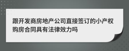 跟开发商房地产公司直接签订的小产权购房合同具有法律效力吗